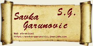 Savka Garunović vizit kartica